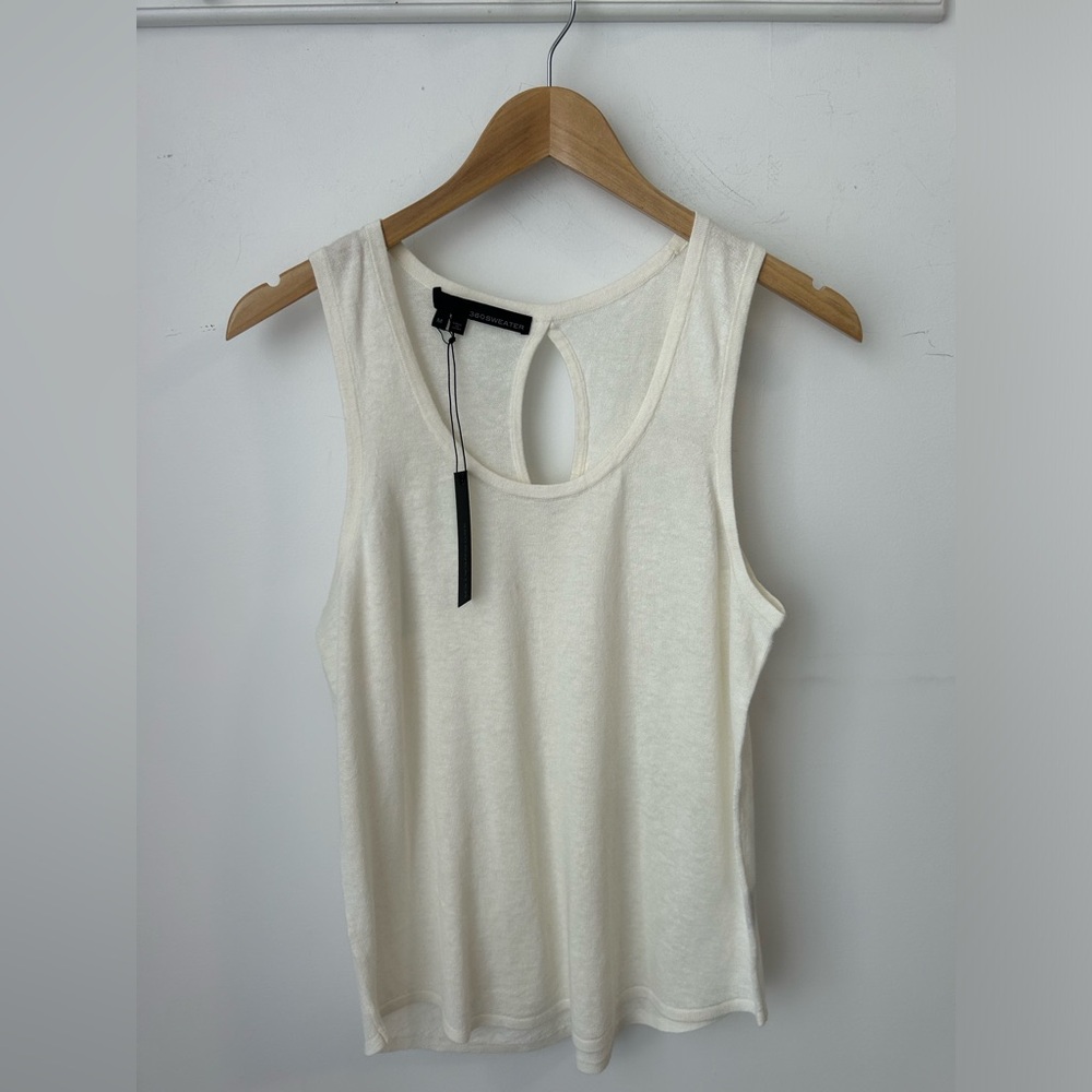 360 Sweater White Tank Top with Open Back